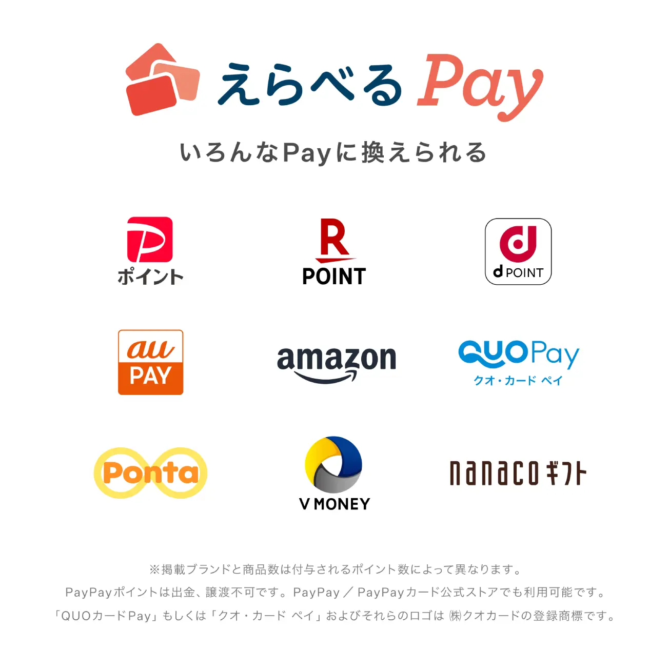 えらべるPay いろんなPayに変えられる ブランド一覧