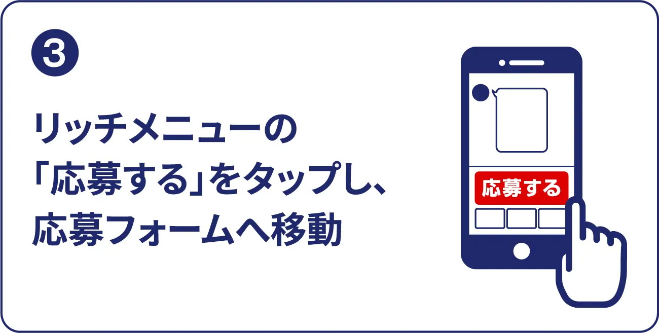 (3) リッチメニューの「応募する」をタップし、応募フォームへ移動